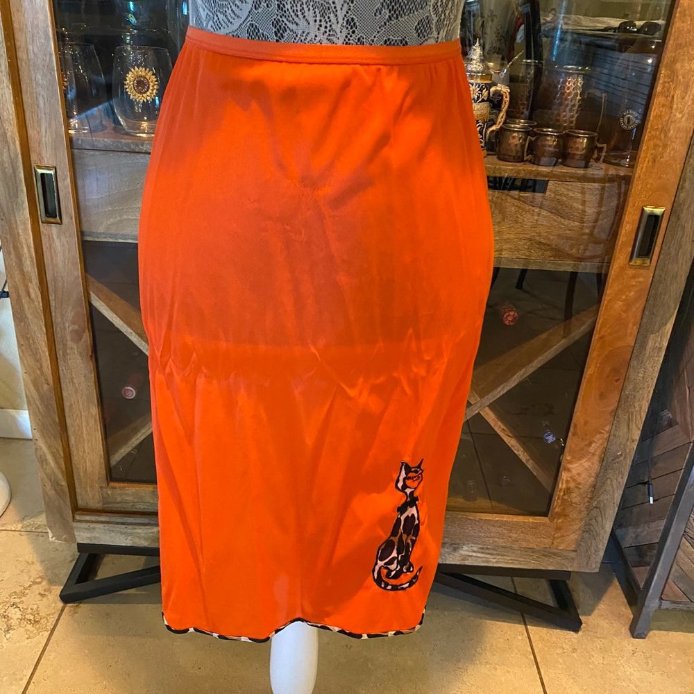 Vintage Orange Kitty Cat half Slip by Seamprufe? no tags